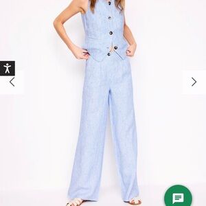 Boden Dulwich Linen Pants, Blue Stripe